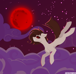 Size: 8720x8454 | Tagged: safe, artist:desombra, oc, oc only, oc:kilt, blood moon, cloud, female, flying, moon, night, sky, solo, spirals, stars, swirly eyes