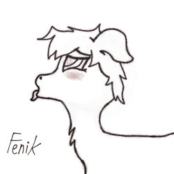 Size: 2048x2048 | Tagged: safe, artist:fenik_fa, earth pony, pony, flushed face, heart, heart eyes, high res, horny, lineart, tongue out, wingding eyes