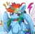 Size: 4096x4020 | Tagged: safe, artist:lunylin, rainbow dash, pegasus, pony, g4, absurd resolution, cheek fluff, chest fluff, collar, cute, dashabetes, ear fluff, female, mare, partially open wings, smiling, solo, wings