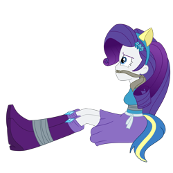 Size: 2500x2500 | Tagged: safe, artist:nie-martw-sie-o-mnie, rarity, human, equestria girls, g4, bondage, boots, boots bondage, bound and gagged, cleave gag, cloth gag, female, femsub, gag, hairpin, helping twilight win the crown, high heel boots, rarisub, shoes, simple background, solo, submissive, tape, tape bondage, tied up, transparent background, wondercolts uniform