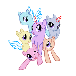 Size: 768x768 | Tagged: safe, artist:dazzle, g4, base, female, group, looking at you, manga style, mare, ms paint base, ms paint friendly, simple background, transparent background