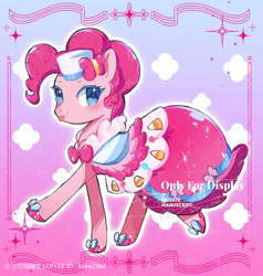 Size: 750x789 | Tagged: source needed, safe, artist:keke2569, pinkie pie, earth pony, pony, g4, :p, clothes, dress, gala dress, gown, gradient background, pinkie pie's first gala dress, solo, tongue out