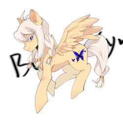 Size: 750x750 | Tagged: source needed, safe, artist:yukli, oc, oc only, pegasus, pony, concave belly, simple background, solo, spread wings, white background, wings