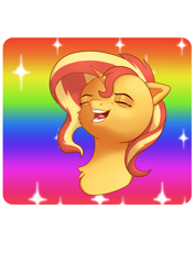 Size: 4961x7016 | Tagged: safe, artist:bluishdraft, sunset shimmer, pony, unicorn, g4, absurd resolution, bust, cheek fluff, cute, female, he-man, heyyeyaaeyaaaeyaeyaa, horn, mare, meme, neck fluff, portrait, shimmerbetes, silly, silly face, silly pony, simple background, small horn, solo, transparent background