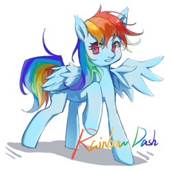 Size: 2048x2048 | Tagged: safe, artist:lusewgbaiyang, rainbow dash, pegasus, pony, g4, raised hoof, simple background, white background