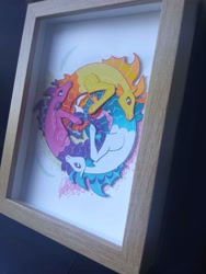 Size: 3120x4160 | Tagged: safe, artist:morrigun, adagio dazzle, aria blaze, sonata dusk, siren, rainbow rocks 10th anniversary, g4, alternate design, craft, female, irl, papercraft, photo, picture frame, trio, trio female, true form