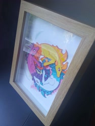 Size: 3120x4160 | Tagged: safe, artist:morrigun, adagio dazzle, aria blaze, sonata dusk, siren, rainbow rocks 10th anniversary, g4, alternate design, craft, female, irl, papercraft, photo, picture frame, trio, trio female, true form