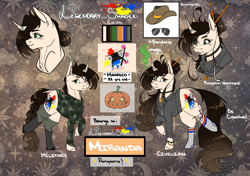 Size: 1700x1200 | Tagged: safe, artist:legendaryshadee, oc, oc:miranda, pony, unicorn, camouflage, clothes, female, hoodie, horn, mare, reference sheet, solo