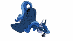 Size: 1280x720 | Tagged: safe, artist:slicer4ever, idw, princess luna, alicorn, pony, g4, 2014, annoyed, old art, simple background, spine, style emulation, white background