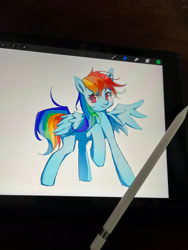 Size: 1680x2240 | Tagged: safe, artist:lusewgbaiyang, rainbow dash, pegasus, pony, g4, photo, picture of a screen, solo, wip