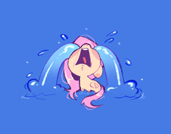 Size: 3232x2532 | Tagged: safe, artist:azaani, fluttershy, pegasus, pony, g4, blue background, chibi, crying, cute, female, frown, mare, nose in the air, ocular gushers, open mouth, sad, sadorable, shyabetes, simple background, solo, volumetric mouth