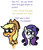 Size: 814x954 | Tagged: safe, artist:zoeyhorse, applejack, rarity, earth pony, pony, unicorn, g4, bust, dialogue, duo, duo female, female, horn, lidded eyes, mare, reference, scott pilgrim vs the world, simple background, white background