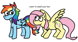 Size: 1545x843 | Tagged: safe, artist:zoeyhorse, fluttershy, rainbow dash, pegasus, pony, g4, duo, duo female, female, lesbian, mare, no mouth, ship:flutterdash, shipping, simple background, spread wings, white background, wings