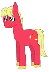 Size: 488x716 | Tagged: safe, artist:marshalia147, oc, oc only, oc:red delicious, earth pony, pony, earth pony oc, freckles, male, not sprout, offspring, parent:big macintosh, parent:marble pie, parents:marblemac, simple background, solo, stallion, transparent background