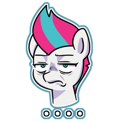 Size: 300x300 | Tagged: safe, artist:makaryo, part of a set, zipp storm, pegasus, pony, g5, ..., commission, commissioner:maitreyi ramakrishnan, emote, female, frown, lidded eyes, mare, outline, shrunken pupils, simple background, solo, transparent background