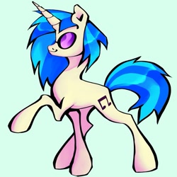 Size: 1411x1411 | Tagged: safe, artist:broniesforponies, dj pon-3, vinyl scratch, pony, unicorn, g4, blue background, female, horn, mare, raised hoof, simple background, solo