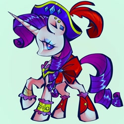 Size: 1440x1440 | Tagged: safe, artist:broniesforponies, rarity, pony, unicorn, g4, blue background, female, horn, mare, pirate, pirate rarity, simple background, solo