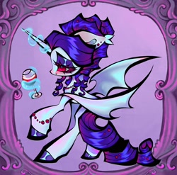 Size: 2048x2023 | Tagged: safe, artist:broniesforponies, rarity, bat pony, pony, undead, vampire, vampire bat pony, vampony, g4, bat ponified, blood, border, female, mare, race swap, raribat, red eyes, solo