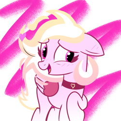 Size: 2160x2160 | Tagged: safe, artist:solarflare6041, oc, oc:solar flare, pegasus, pony, abstract background, blushing, choker, gradient mane, pink eyes, smiling