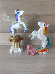 Size: 3072x4096 | Tagged: safe, photographer:hollyn, pinkie pie, earth pony, pegasus, unicorn, g4, blind bag pony, collectible, horn, lego, photo