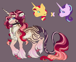 Size: 1280x1054 | Tagged: safe, artist:malinraf1615, starlight glimmer, sunset shimmer, oc, pony, unicorn, g4, horn, magical lesbian spawn, male, offspring, parent:starlight glimmer, parent:sunset shimmer, parents:shimmerglimmer, simple background, stallion