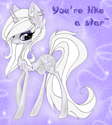 Size: 1084x1212 | Tagged: safe, artist:aspenglowe, oc, oc only, pony, unicorn, 2012, abstract background, concave belly, english, horn, lanky, long legs, skinny, solo, tall, thin