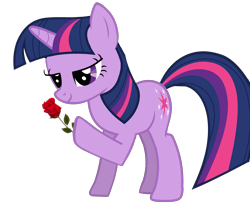 Size: 2840x2470 | Tagged: safe, anonymous editor, twilight sparkle, pony, unicorn, g4, female, flower, horn, mare, rose, simple background, solo, transparent background, unicorn twilight