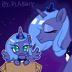 Size: 500x500 | Tagged: safe, artist:rlabbiy, princess luna, alicorn, pony, g4, :3, cute, eyes closed, female, lunabetes, mare, s1 luna, solo, spread wings, text, wings