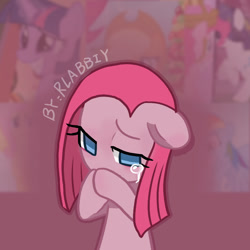 Size: 818x818 | Tagged: safe, artist:rlabbiy, pinkie pie, earth pony, pony, g4, crying, female, mare, pinkamena diane pie, solo, text