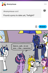 Size: 1173x1771 | Tagged: safe, artist:ask-luciavampire, princess cadance, princess celestia, princess luna, twilight sparkle, oc, alicorn, pony, undead, vampire, vampony, g4, ask, shipping, tumblr, twilight sparkle (alicorn)