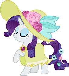 Size: 3000x3287 | Tagged: safe, artist:cloudy glow, rarity, pony, unicorn, g4, clothes, eyes closed, female, hat, horn, mare, rarity being rarity, simple background, solo, transparent background, vector