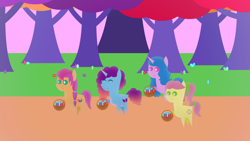 Size: 1920x1080 | Tagged: safe, artist:carrotorangelight, izzy moonbow, misty brightdawn, posey bloom, sunny starscout, earth pony, pony, unicorn, g5, horn, pointy ponies, rebirth misty