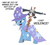 Size: 1650x1482 | Tagged: safe, artist:chopsticks, trixie, pony, unicorn, g4, assault rifle, cape, cheek fluff, chest fluff, clothes, dialogue, ear fluff, female, gun, hat, horn, meme, open mouth, ponified, ponified meme, rifle, simple background, solo, staff, staff of sameness, submachinegun, tape, text, trixie's cape, trixie's hat, unshorn fetlocks, weapon, white background