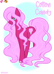 Size: 1275x1750 | Tagged: safe, artist:ocean-drop, oc, oc:cotton candy, earth pony, pony, female, long mane, long tail, mare, offspring, parent:cheese sandwich, parent:pinkie pie, parents:cheesepie, solo, tail