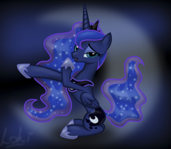 Size: 903x785 | Tagged: safe, artist:electroloki, princess luna, g4, beautiful, concave belly, crown, cute, female, hoof shoes, jewelry, lidded eyes, lunabetes, mare, peytral, princess shoes, regalia, shading, sitting, slender, solo, thin