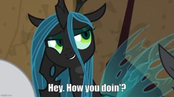 Size: 888x499 | Tagged: safe, edit, edited screencap, screencap, queen chrysalis, changeling, changeling queen, frenemies (episode), g4, season 9, caption, f.r.i.e.n.d.s, image macro, imgflip, joey tribbiani, meme, reference to another series, text