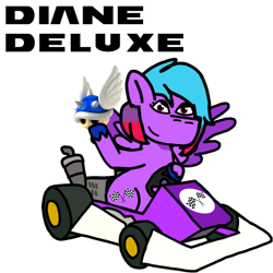 Size: 1280x1280 | Tagged: safe, artist:josephthedumbimpostor, oc, oc only, oc:diane deluxe, pony, blue shell, mario kart, ponified, rule 85, simple background, solo, super mario bros., white background