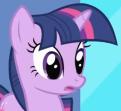 Size: 429x393 | Tagged: safe, screencap, twilight sparkle, pony, friendship is magic, g4, my little pony: friendship is magic, season 1, cropped, open mouth, solo