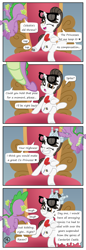 Size: 1600x4668 | Tagged: safe, artist:pony4koma, raven, spike, dragon, pony, unicorn, g4, sparkle's seven, bedroom, canterlot, clothes, comic, confused, crossed legs, crown, cute, evil smile, facial expressions, female, flying, foot tapping, glasses, hair bun, happy, hard-won helm of the sibling supreme, horn, implied hanging, implied princess celestia, looking at each other, looking at someone, magic, male, mare, necktie, older, older spike, ravenbetes, secretary, ship:ravenspike, shipping, smiling, speech bubble, spikabetes, spikelove, straight, supportive, tail, tapping, throne, uplifting, weapons-grade cute, winged spike, wings