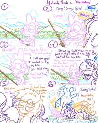 Size: 4779x6013 | Tagged: safe, artist:adorkabletwilightandfriends, spike, starlight glimmer, oc, oc:gray, comic:adorkable twilight and friends, g4, absurd resolution, adorkable, adorkable friends, angry, bliss, blushing, boat, bump, bumping, butt, butt touch, comic, crash, cute, destruction, dork, falling, fishing, fishing rod, fur, glimmer glutes, grinding, happy, holding, humor funny, kite, kite flying, lake, magic, mistake, nature, pleasure, plot, rubbing, slice of life, splashing, tail, upset, water