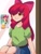 Size: 768x1024 | Tagged: safe, artist:namaenonaipony, apple bloom, human, equestria girls, g4, belt, clothes, denim, humanized, jeans, pants, reference used, screencap reference, shirt, sitting, smiling, solo, t-shirt