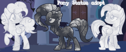 Size: 1280x537 | Tagged: safe, artist:vi45, earth pony, pegasus, pony, castle of the royal pony sisters, female, mare, statue, trio, trio female