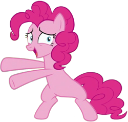 Size: 2649x2520 | Tagged: safe, edit, edited screencap, editor:homersimpson1983, screencap, pinkie pie, earth pony, pony, g4, background removed, bipedal, bipedal leaning, female, leaning, mare, not a vector, simple background, solo, transparent background