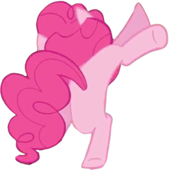 Size: 2486x2520 | Tagged: safe, edit, edited screencap, editor:homersimpson1983, screencap, pinkie pie, g4, background removed, female, jumping, not a vector, rear view, simple background, solo, transparent background