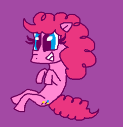 Size: 394x406 | Tagged: safe, artist:serenitydarina87, pinkie pie, earth pony, g4, 1000 hours in ms paint, female, purple background, simple background, solo