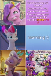 Size: 1365x2048 | Tagged: safe, edit, edited screencap, screencap, pipp petals, queen haven, zipp storm, pegasus, pony, ali-conned, g5, my little pony: a new generation, my little pony: make your mark, my little pony: make your mark chapter 2, the traditional unicorn sleep-over, female, mare, meme, royal family, royal sisters (g5), siblings, sisters