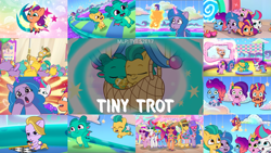 Size: 1958x1101 | Tagged: safe, edit, edited screencap, editor:quoterific, screencap, dazzle feather, hitch trailblazer, izzy moonbow, misty brightdawn, pipp petals, skye silver, sparky sparkeroni, sunny starscout, zipp storm, alicorn, pony, g5, my little pony: tell your tale, the tinytrot, spoiler:g5, spoiler:my little pony: tell your tale, spoiler:tyts02e17, age regression, baby, baby pony, colt, colt hitch trailblazer, cute, female, filly, filly dazzle feather, filly izzy moonbow, filly misty brightdawn, filly pipp petals, filly sunny starscout, filly zipp storm, foal, male, mane five, mane six (g5), mane stripe sunny, race swap, rebirth misty, sleeping, sunnycorn, younger