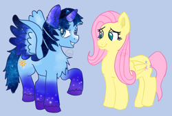 Size: 2196x1485 | Tagged: artist needed, source needed, safe, fluttershy, oc, oc:blue thunder, alicorn, pegasus, g4