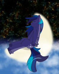 Size: 1259x1592 | Tagged: safe, artist:redfire-pony, oc, oc only, oc:swift star, pegasus, pony, female, mare, moon, night, sleeping, solo, tangible heavenly object