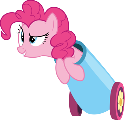 Size: 3107x3000 | Tagged: safe, artist:cloudy glow, pinkie pie, earth pony, pony, g4, school daze, female, mare, party cannon, pony cannonball, simple background, solo, transparent background, vector